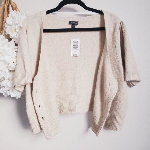 Torrid Vegan Cashmere Cardigan Button- Front Cropped Sweater Size 1X (14-16) NWT - Picture 8 of 16
